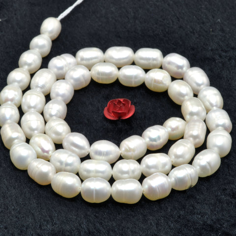 Natural White Freshwater Pearl smooth rice beads wholesale gemstone jewelry making diy bracelet necklace