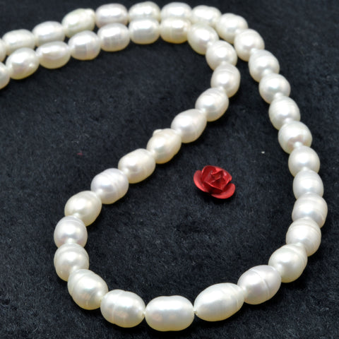 Natural White Freshwater Pearl smooth rice beads wholesale gemstone jewelry making diy bracelet necklace