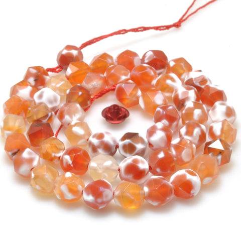 Rainbow Agate star cut faceted nugget beads orange red agate stone wholesale gemstone for jewelry making diy bracelet