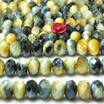Natural Golden Blue Tiger Eye faceted rondelle beads gemstone wholesale jewelry making bracelet necklace DIY