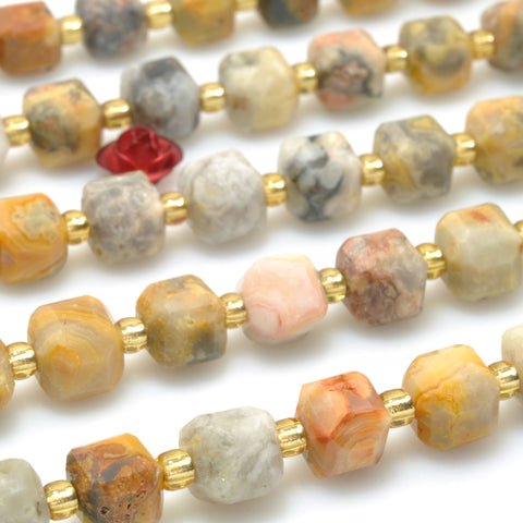 Natural Crazy Lace Agate faceted cube beads wholesale loose gemstone for jewelry making DIY bracelet