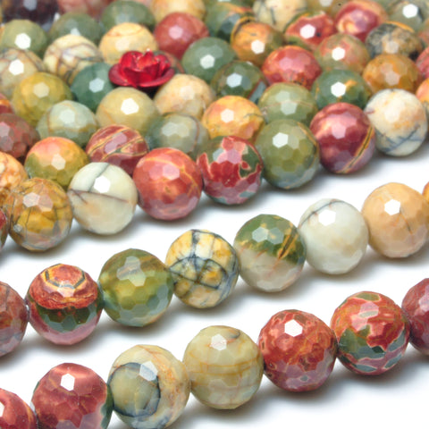 Natural Red Creek Jasper mini faceted round beads wholesale loose gemstone for jewelry making diy bracelet