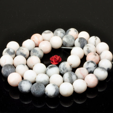 Natural Pink Zebra Jasper matte round loose beads wholesale gemstone for jewelry making bracelet design