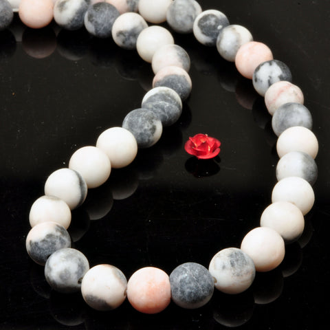 Natural Pink Zebra Jasper matte round loose beads wholesale gemstone for jewelry making bracelet design