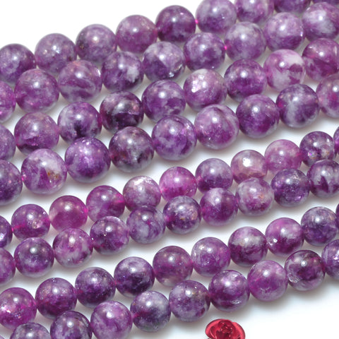 Natural Lepidolite AA Grade Stone smooth round beads wholesale loose gemstones for jewelry making diy bracelet necklace