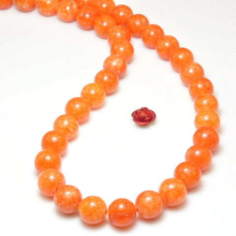 Orange Malaysia Jade smooth round loose beads wholesale gemstone for jewelry making DIY stuff