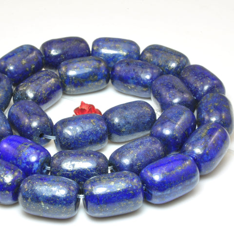 Natural Blue Lapis Lazuli smooth barrel tube beads wholesale gemstone jewelry 15"