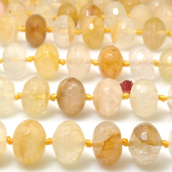 Natural Yellow Citrine Crystal Quartz faceted rondelle beads wholesale gemstone jewelry making diy bracelet necklace
