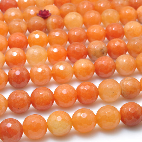 Natural Orange Red Aventurine Stone faceted round loose beads gemstone wholesale jewelry making diy bracelet necklace