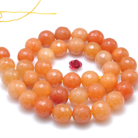 Natural Orange Red Aventurine Stone faceted round loose beads gemstone wholesale jewelry making diy bracelet necklace