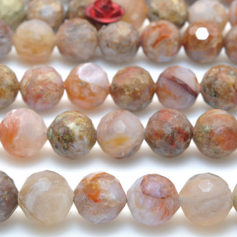 Natural Plume Agate Bloodstone faceted round beads wholesale gemstone for jewelry making diy bracelet necklace