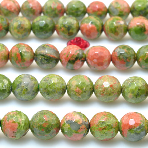 Natural Unakite stone faceted round loose beads wholesale gemstone jewelry making diy bracelet necklace
