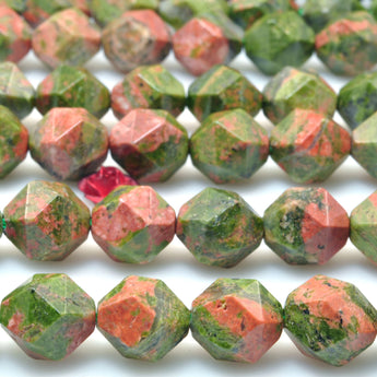 Natural Unakite Stone Green Red star cut faceted nugget beads wholesale loose gemstones for jewelry making diy bracelet necklace