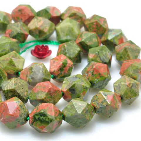 Natural Unakite Stone Green Red star cut faceted nugget beads wholesale loose gemstones for jewelry making diy bracelet necklace