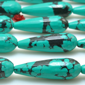Green Turquoise Synthetic Stone faceted teardrop beads wholesale loose gemstones for jewelry making diy bracelet necklace