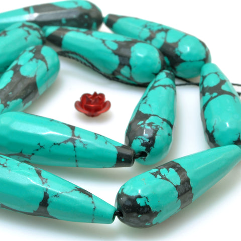 Green Turquoise Synthetic Stone faceted teardrop beads wholesale loose gemstones for jewelry making diy bracelet necklace