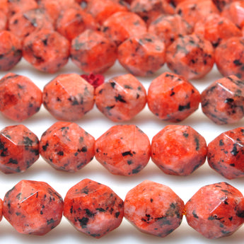Red Granite stone star cut faceted nugget beads wholesale loose gemstones for jewelry making diy bracelet necklace Peach Fuzz