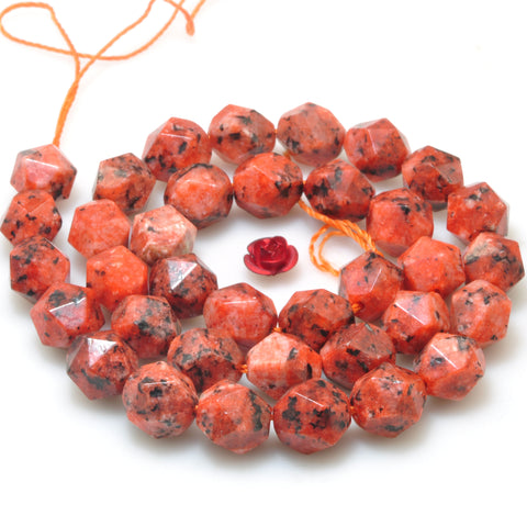 Red Granite stone star cut faceted nugget beads wholesale loose gemstones for jewelry making diy bracelet necklace Peach Fuzz