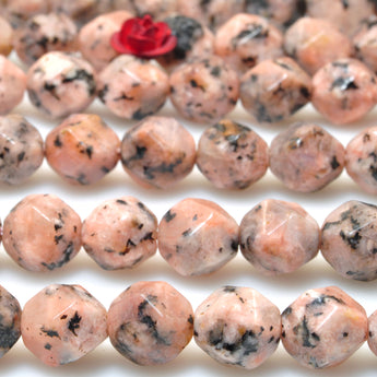 Pink Granite stone star cut faceted nugget beads wholesale loose gemstones for jewelry making diy bracelet necklace Peach Fuzz