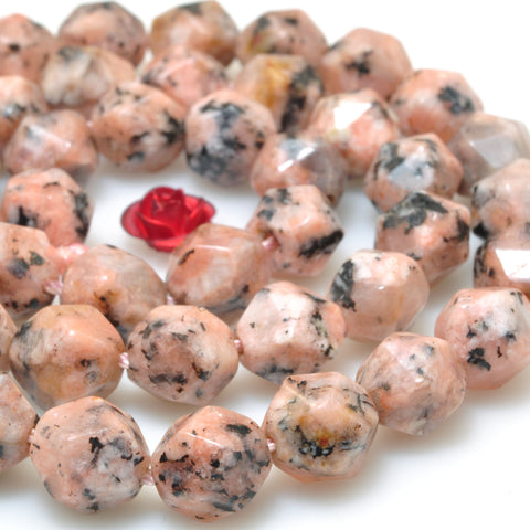 Pink Granite stone star cut faceted nugget beads wholesale loose gemstones for jewelry making diy bracelet necklace Peach Fuzz