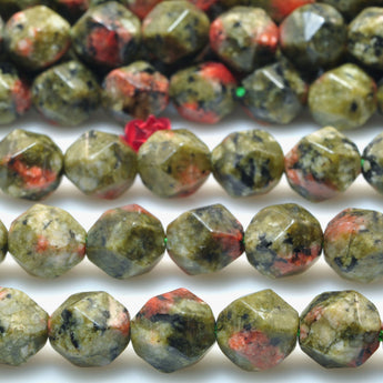 Green Granite stone star cut faceted nugget beads wholesale loose gemstones for jewelry making diy bracelet necklace