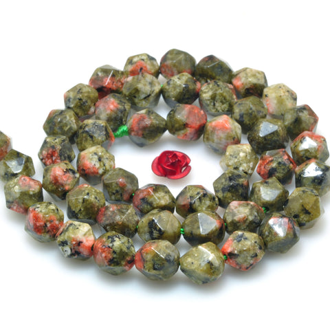 Green Granite stone star cut faceted nugget beads wholesale loose gemstones for jewelry making diy bracelet necklace
