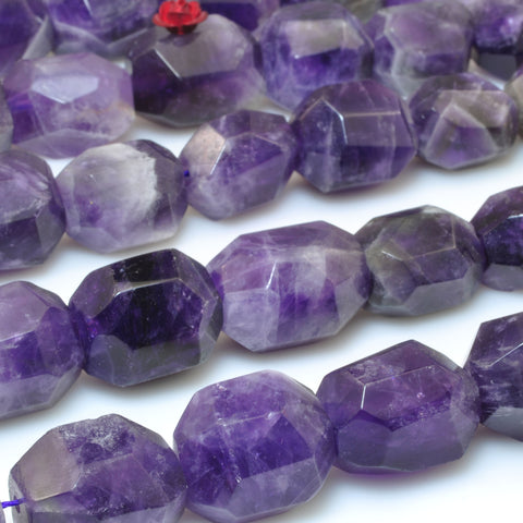 Natural Amethyst Stone faceted drum nugget chunks beads purple gemstone for jewelry making diy bracelet necklace