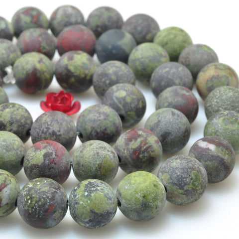 Natural Dragon Bloodstone matte round loose beads wholesale loose gemstone for jewelry making diy bracelet necklace design