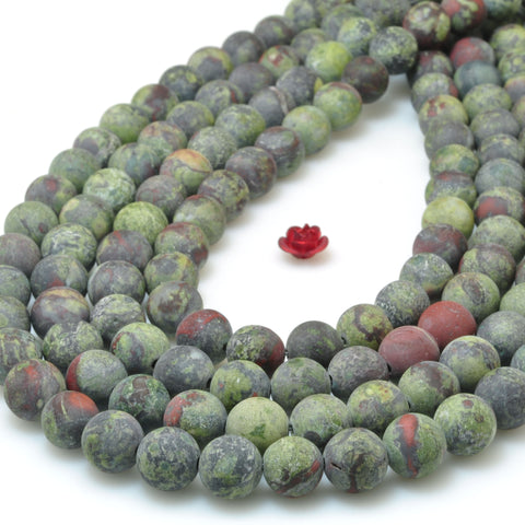 Natural Dragon Bloodstone matte round loose beads wholesale loose gemstone for jewelry making diy bracelet necklace design