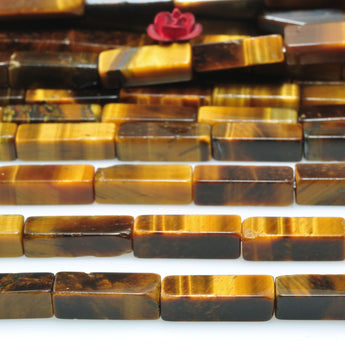 Natural Yellow Tiger Eye Stone smooth rectangle tube beads loose gemstone wholesale jewelry making diy bracelet necklace