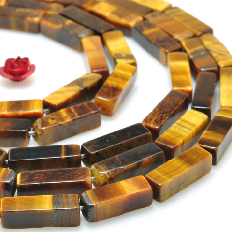 Natural Yellow Tiger Eye Stone smooth rectangle tube beads loose gemstone wholesale jewelry making diy bracelet necklace