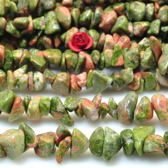 Natural Unakite Stone smooth chips beads green red loose gemstones wholesale for jewelry making diy bracelet necklace