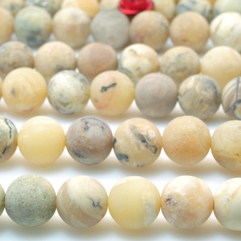 Natural African Opal yellow gemstone matte round beads wholesale loose gemstones for jewelry making diy bracelet necklace