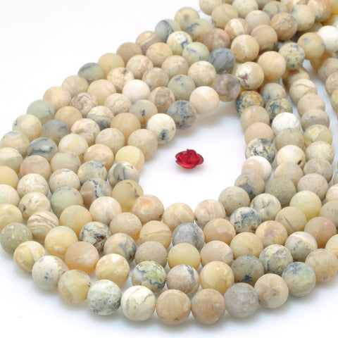 Natural African Opal yellow gemstone matte round beads wholesale loose gemstones for jewelry making diy bracelet necklace