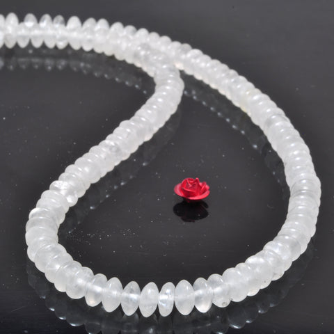 Natural White Rock Crystal Stone smooth disc rondelle beads wholesale loose gemstones for  jewelry making DIY bracelet necklace