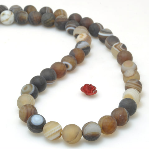 Natural Brown Banded Agate matte and faceted round beads wholesale loose gemstones for jewelry making diy bracelet necklace