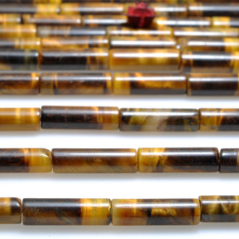 Natural Yellow Tiger Eye smooth tube cylinder beads wholesale gemstone jewelry making diy bracelet necklace