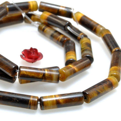 Natural Yellow Tiger Eye smooth tube cylinder beads wholesale gemstone jewelry making diy bracelet necklace