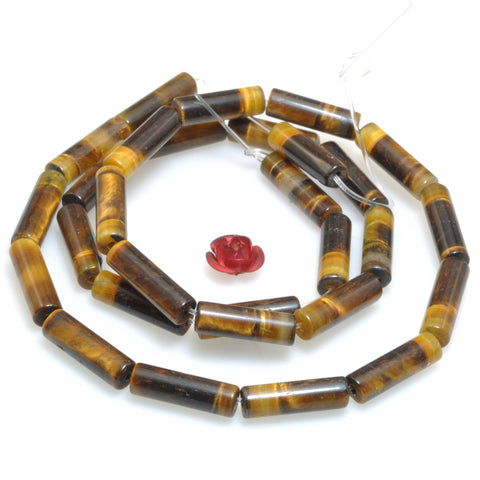 Natural Yellow Tiger Eye smooth tube cylinder beads wholesale gemstone jewelry making diy bracelet necklace