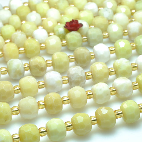 Natural butter jade faceted rondelle beads green stone wholesale loose gemstones for jewelry making diy bracelet necklace