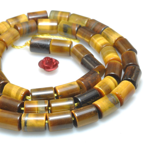 Natural yellow tiger eye smooth tube cylinder beads wholesale loose gemstone jewelry making bracelet necklace diy