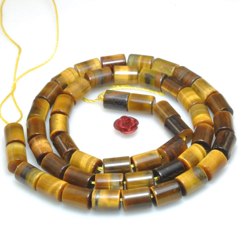 Natural yellow tiger eye smooth tube cylinder beads wholesale loose gemstone jewelry making bracelet necklace diy