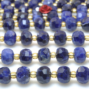 Natural blue sodalite stone faceted rondelle loose beads gemstone wholesale jewelry making bracelet necklace diy