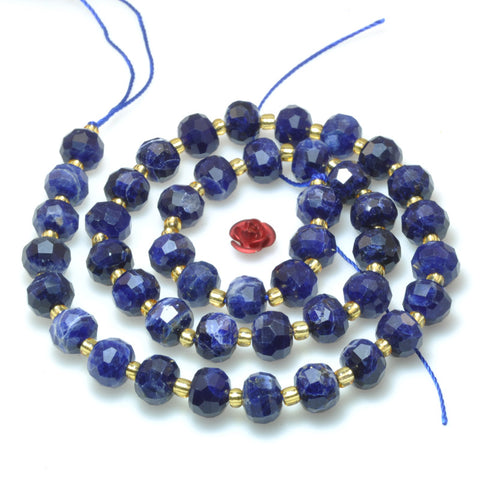 Natural blue sodalite stone faceted rondelle loose beads gemstone wholesale jewelry making bracelet necklace diy