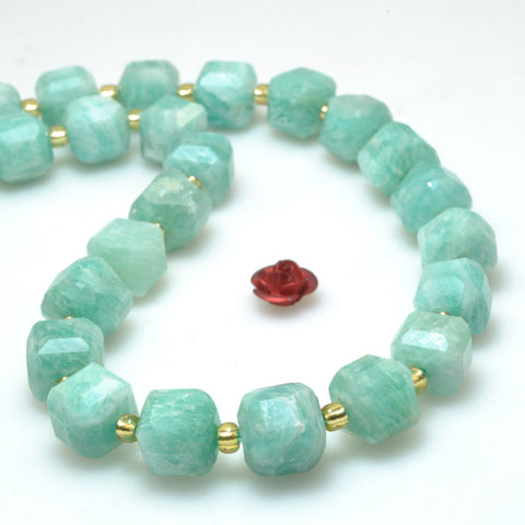 Natural Amazonite stone faceted cube beads wholesale loose gemstone for jewelry making diy bracelet necklace