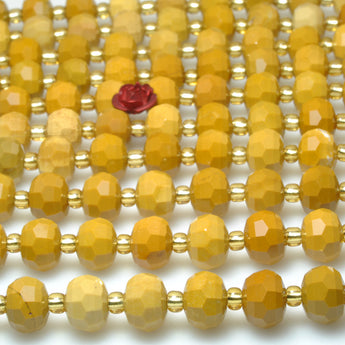 Natural yellow mookaite stone faceted rondelle loose beads wholesale gemstone jewelry making bracelet necklace diy