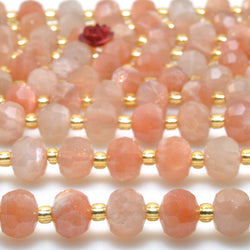 Natural orange golden sunstone faceted rondelle loose beads wholesale gemstone jewelry making bracelet necklace diy