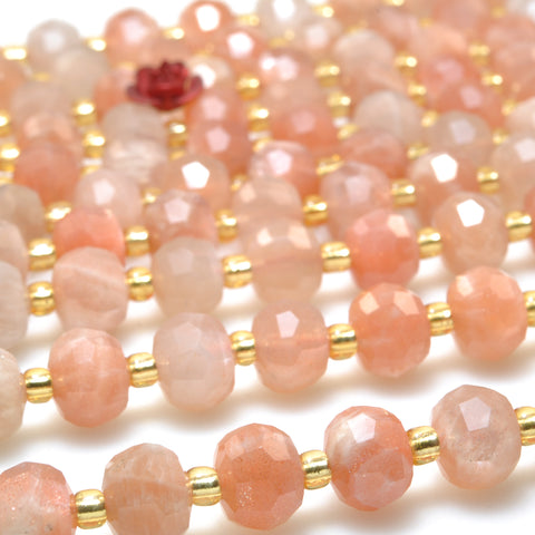 Natural orange golden sunstone faceted rondelle loose beads wholesale gemstone jewelry making bracelet necklace diy