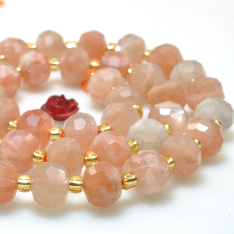 Natural orange golden sunstone faceted rondelle loose beads wholesale gemstone jewelry making bracelet necklace diy