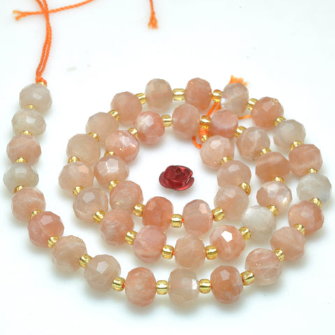 Natural orange golden sunstone faceted rondelle loose beads wholesale gemstone jewelry making bracelet necklace diy